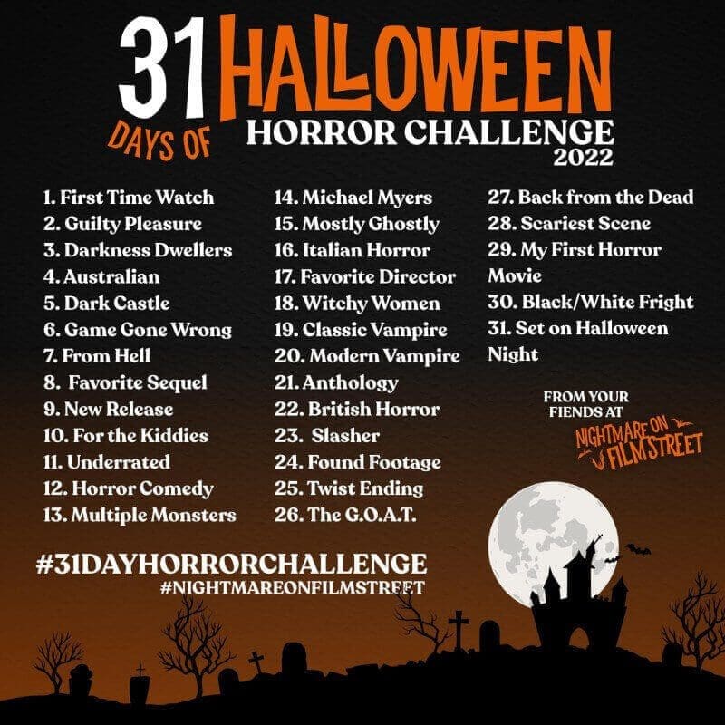 31 day horror movie challenge halloween nightmare on film street 2021