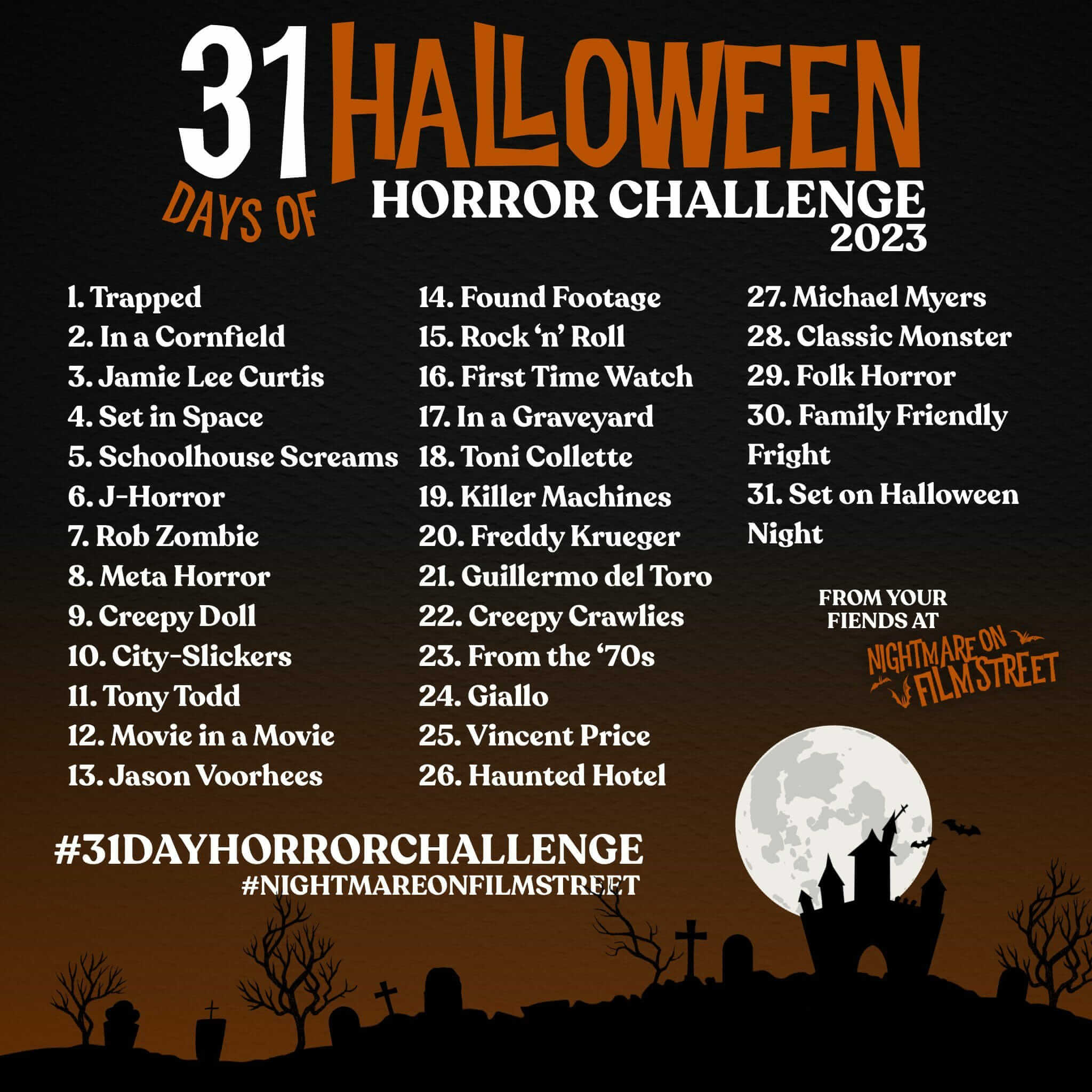 Join The Ultimate Halloween Movie Marathon With The #31Dayhorrorchallenge From Nightmare On Film Street 2023