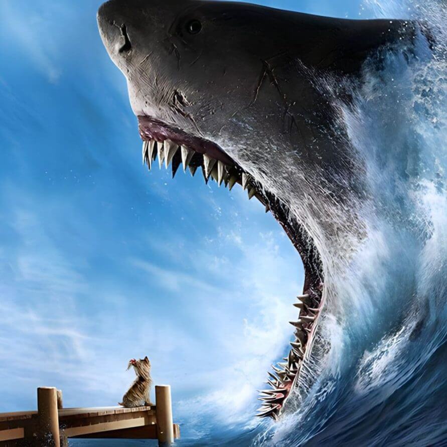 Meg 2 The Trench 2023 Poster Cropped Dog vs Meg