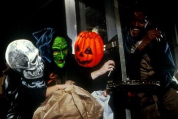 Halloween III: Season of The Witch (1982) Trick or Treaters wearing ghost, skeleton, and witch masks
