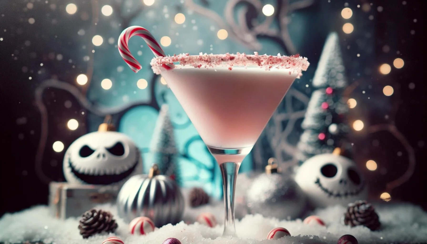 Peppermint Sandy Claws Creepy Cocktail Nightmare Before Christmas Horror Movie Cocktails