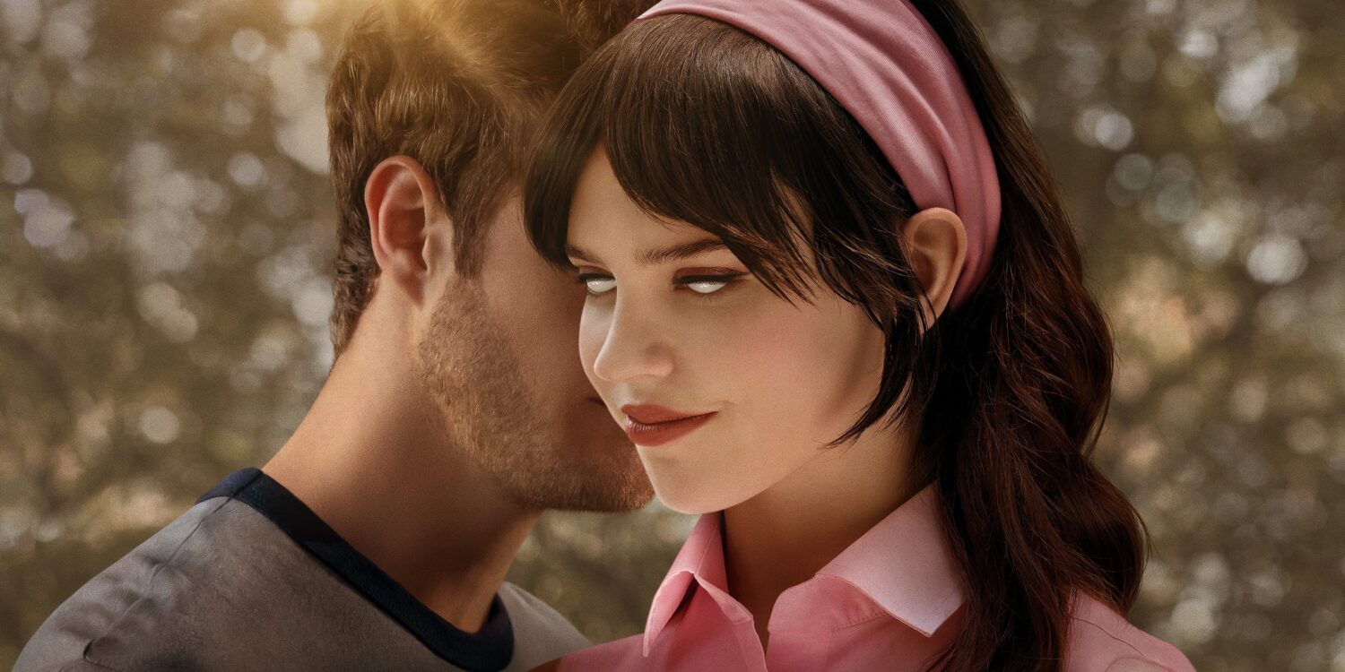 Companion 2025 Sophie Thatcher with White Eyes Jack Quaid in Poster Crop