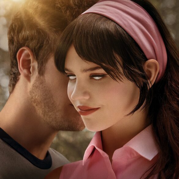 Companion 2025 Sophie Thatcher with White Eyes Jack Quaid in Poster Crop