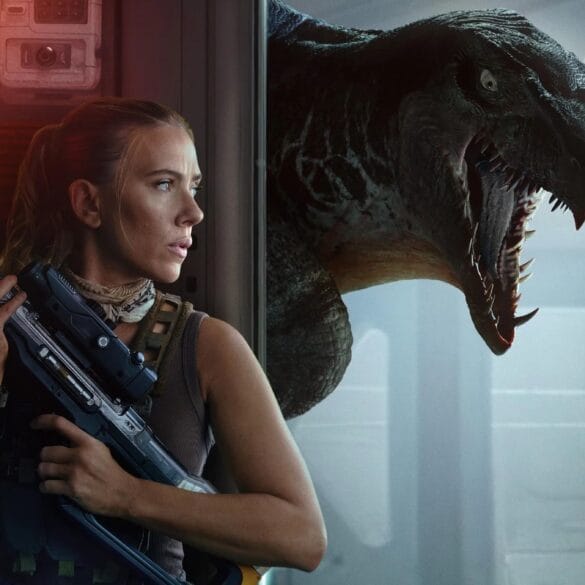 Jurassic World Rebirth Scarlett Johansson Hides From Dinosaur